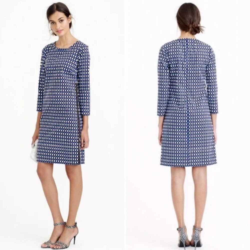 J. Crew Jet Set Women's Geometric Print Patterned Side Zip Career Shift Dress
